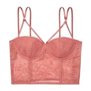 Victoria secret Very Sexy Lightly Lined Bustier Lace Top // Rose // 34C